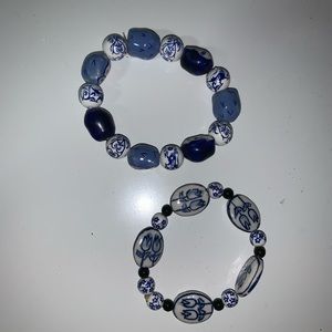 Handmade blue porcelain bracelets